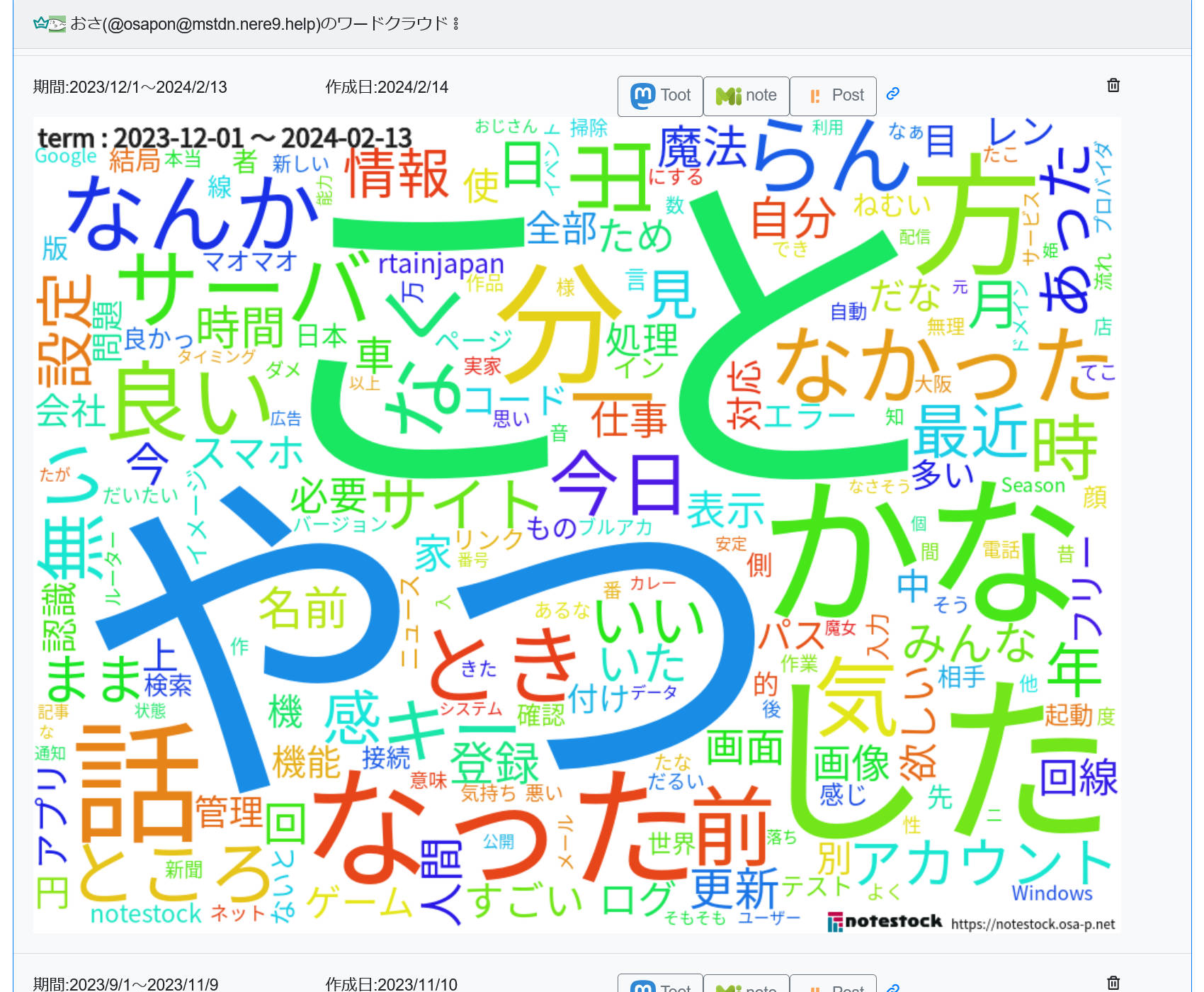 ワードクラウドスクリーンショット